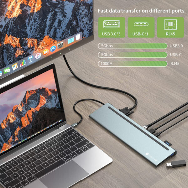 Docking Station 12 in 1 USB-C™ Hub VGA HDMI DP RJ45 con Lettore Micro SD/SD - immagine 5