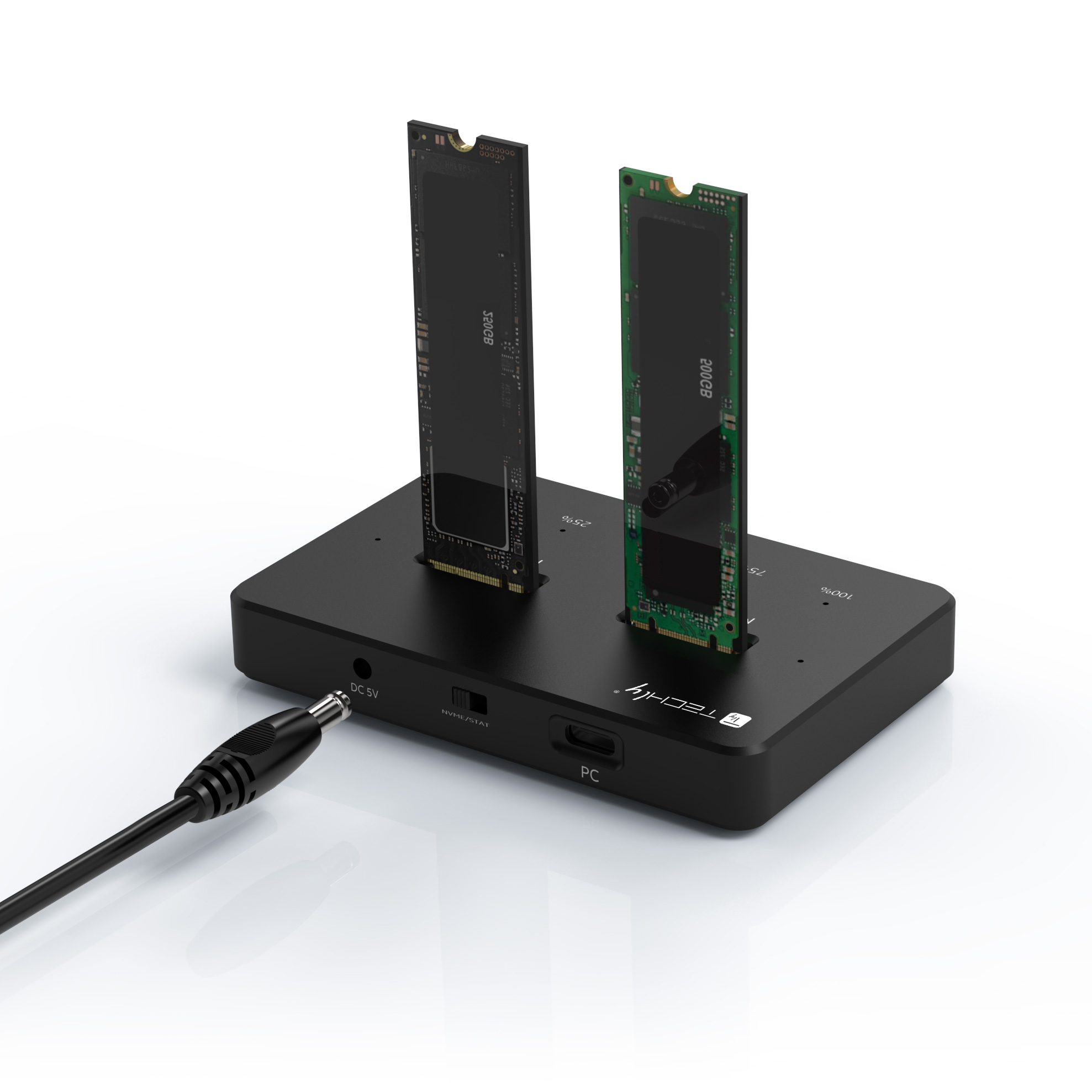 Docking Station Dual-Bay SSD M.2 NVME PCIe SATA 10 Gbps Duplicatori Clone Offline - immagine 5