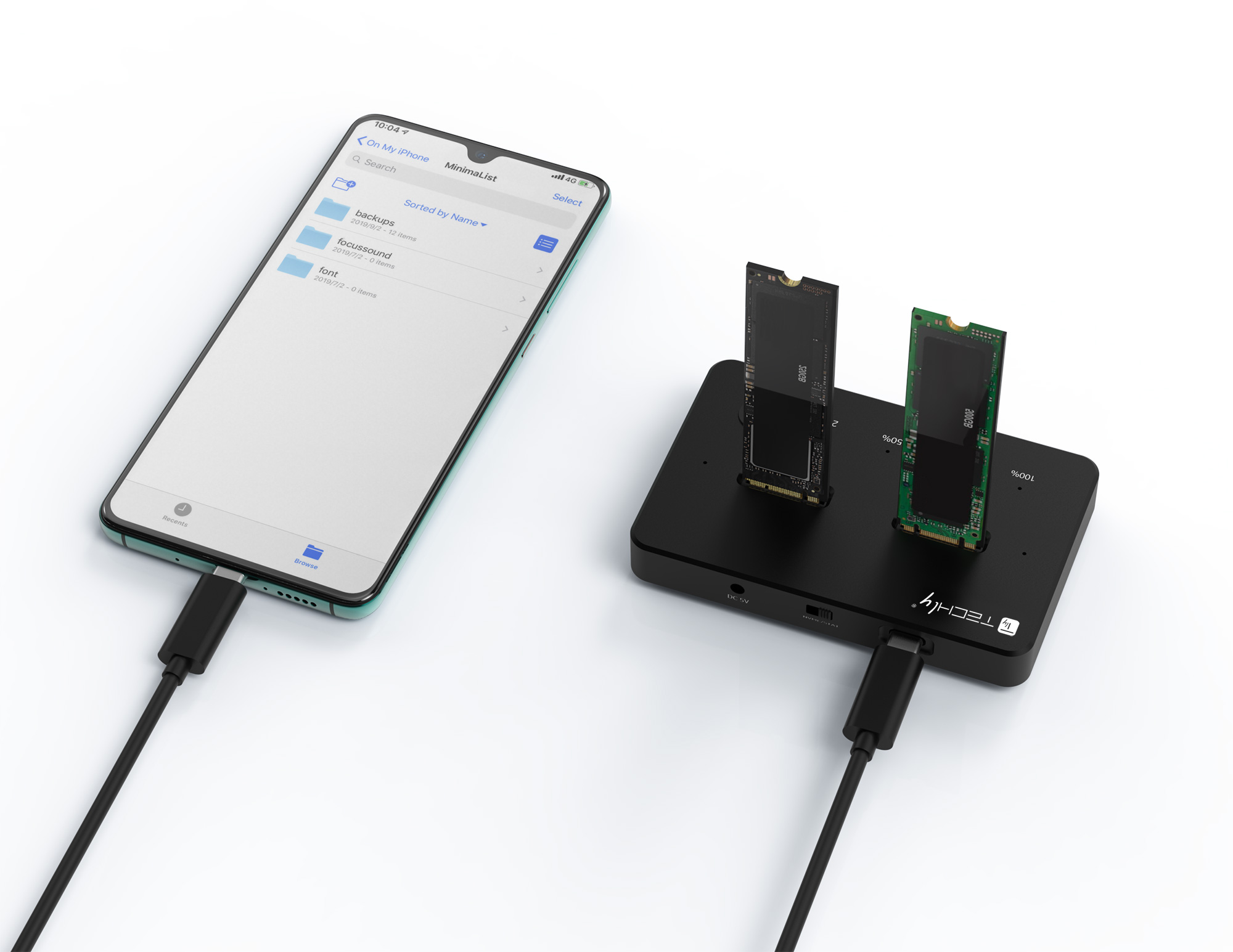 Docking Station Dual-Bay SSD M.2 NVME PCIe SATA 10 Gbps Duplicatori Clone Offline - immagine 6