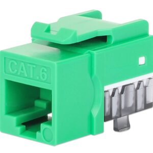 Frutto Keystone Slim Cat.6 per Cavo Rigido con Supporto Punch-Down 25 pz Verde