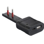 Spina Italiana Ultrapiatta USB tipo A e USB-C&trade; 2P+T250V 10A 20W, Nero