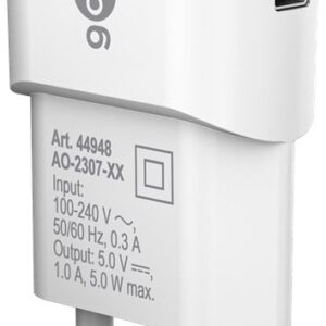 Caricatore USB 1A 5W Compatto Spina Europea Bianco