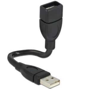 Cavo semi-rigido USB2.0 A Maschio / A Femmina 15cm Nero