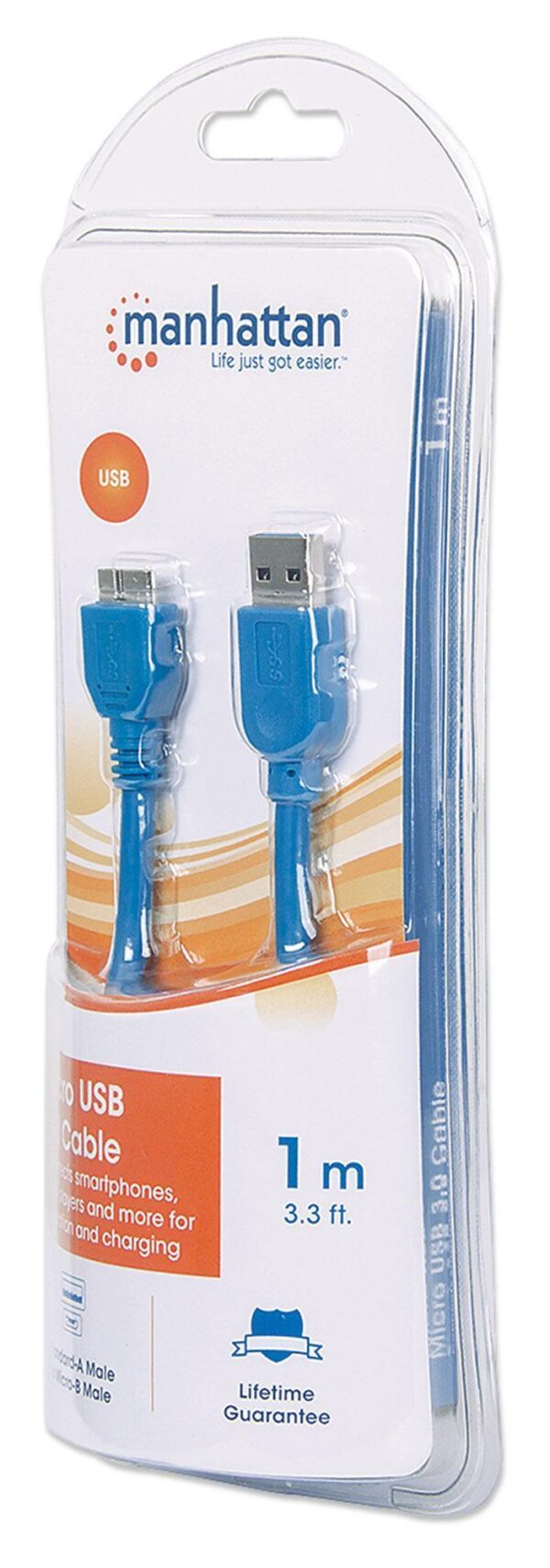 Cavo USB 3.0 SuperSpeed A/Micro B M/M 1 m Blu in Blister