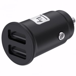 Mini Caricatore da Auto 2 Porte USB-A 5V/2.4A Nero
