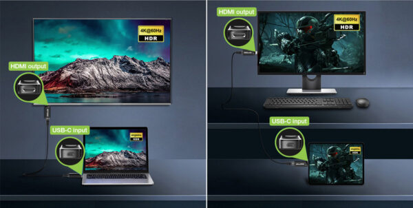 Extender da USB-C™ a HDMI 4K su Cavo Cat.6/6A/7 fino a 60 metri - immagine 6