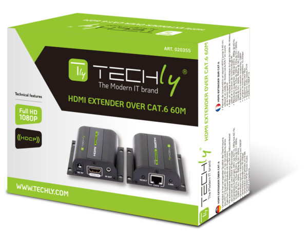 Extender HDMI Full HD 3D IR su cavo Cat.5E/6/6A/7 60m Autoregolato - immagine 2