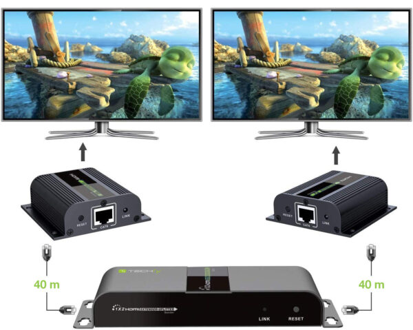 Extender Splitter HDMI 1x2 con IR su Cavo Cat. 6 fino a 40m - immagine 2