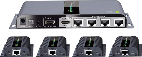 Extender Splitter HDMI 1x4 PoE con IR su Cavo Cat.6 fino 40m - immagine 2