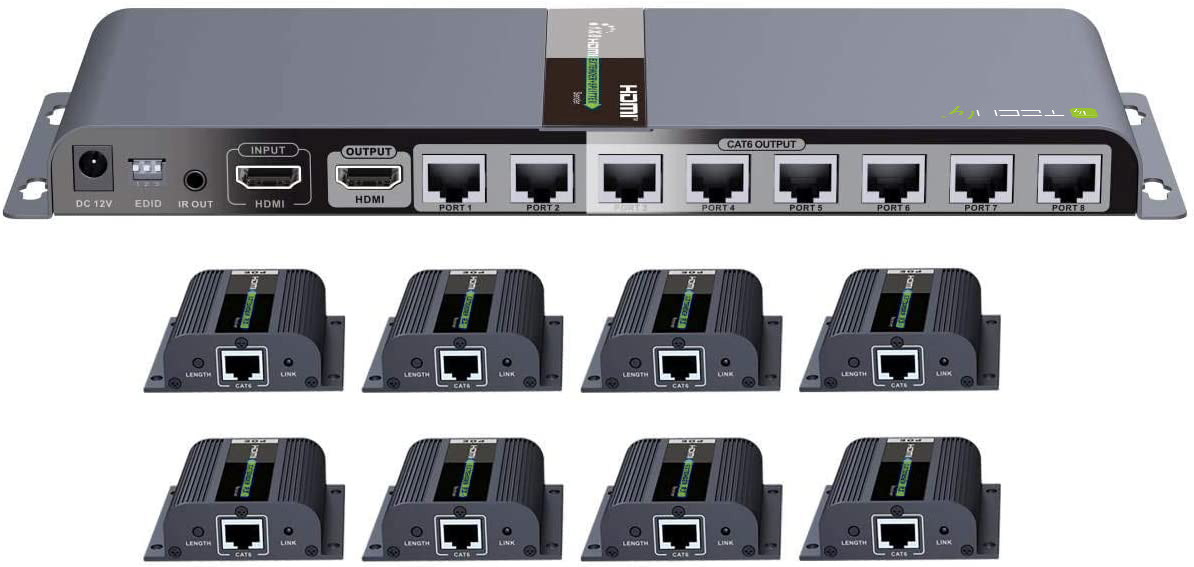 Extender Splitter HDMI 1x8 con IR su Cavo Cat. 6 fino a 40m - immagine 2
