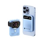 Power Bank Wireless Magnetico 3 in 1 con LED 10.000 mAh 22,5W Azzurro