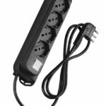 Multipresa 4 Posti Schuko con Interruttore e Cavo 1,5m Nero