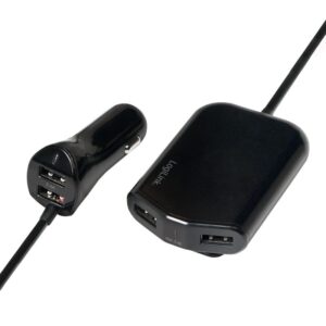 Caricatore da Auto 2 USB + 2 USB per Passeggeri Posteriori 24W