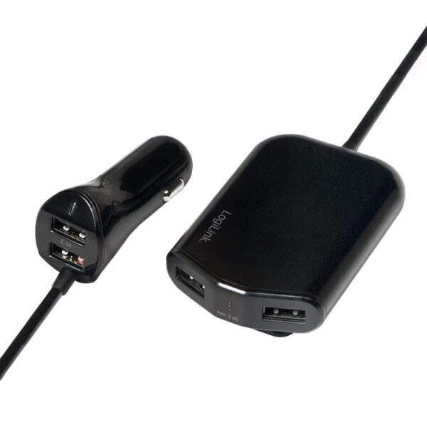 Caricatore da Auto 2 USB + 2 USB per Passeggeri Posteriori 24W