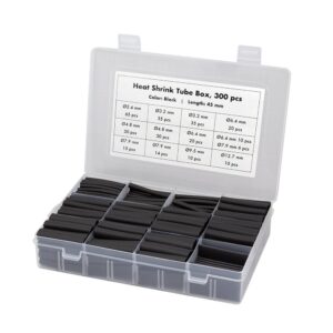 Set 300 Tubi Neri Guaina Termorestringente per Isolamento Cavi