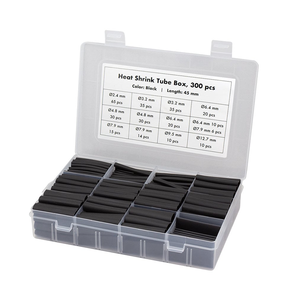 Set 300 Tubi Neri Guaina Termorestringente per Isolamento Cavi