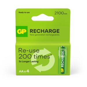 Blister 4 Batterie Ricaricabili AA Stilo 2100 mAh GP ReCyko