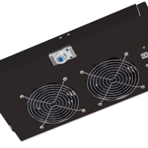 Gruppo di ventilazione a soffitto per Rack 19'' 2 Ventole Nero