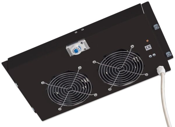 Gruppo di ventilazione a soffitto per Rack 19'' 2 Ventole Nero