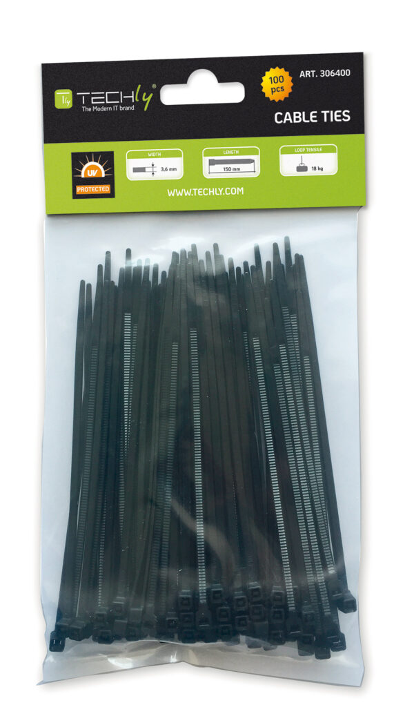 Fascette Fermacavi Autobloccanti 100x2,5mm in Nylon 100pz Nero - immagine 2