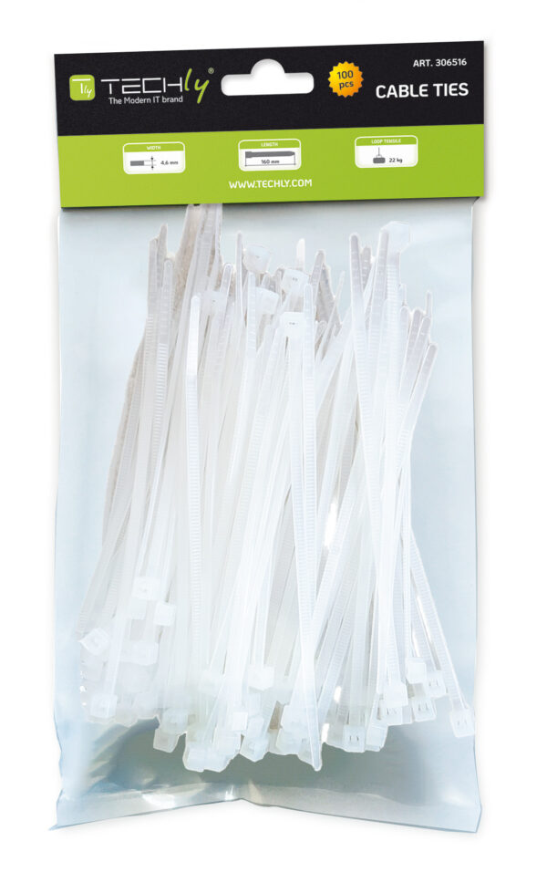 Fascette Fermacavi Autobloccanti 160x4,8mm in Nylon 100pz Bianco - immagine 2