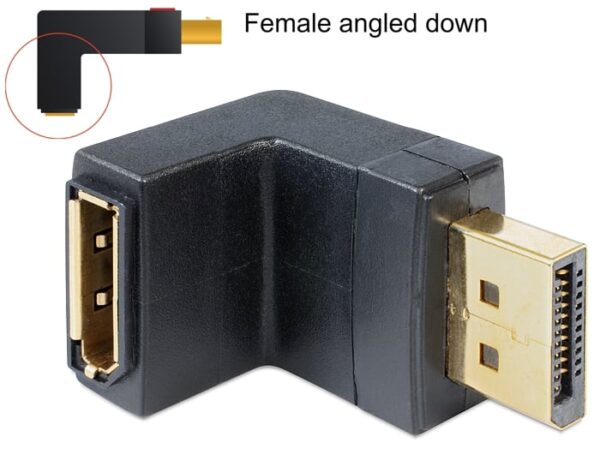 Adattatore Displayport 1.1 maschio a DisplayPort femmina angolato verso il basso