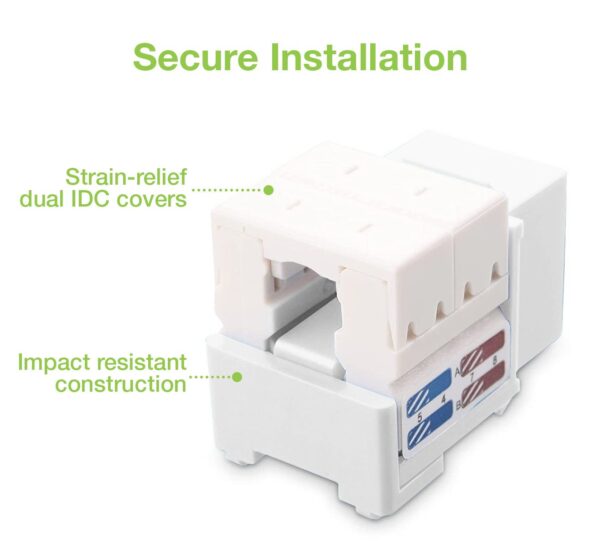 Frutto Keystone RJ45 Cat.6 UTP IDC 90° Bianco - immagine 3
