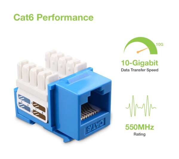 Frutto Keystone RJ45 Cat.6 UTP IDC 90° Blu - immagine 2