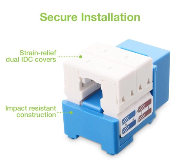 Frutto Keystone RJ45 Cat.6 UTP IDC 90° Blu - immagine 3