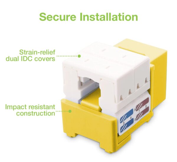 Frutto Keystone RJ45 Cat.6 UTP IDC 90° Giallo - immagine 3