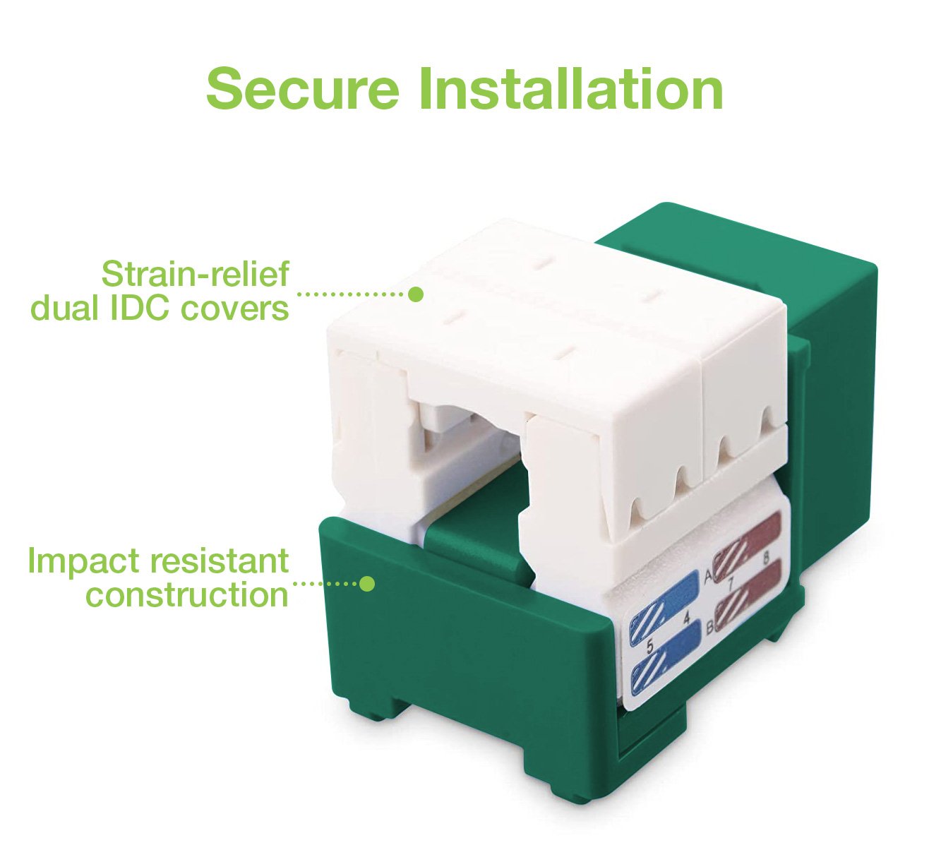 Frutto Keystone RJ45 Cat.6 UTP IDC 90° Verde - immagine 3