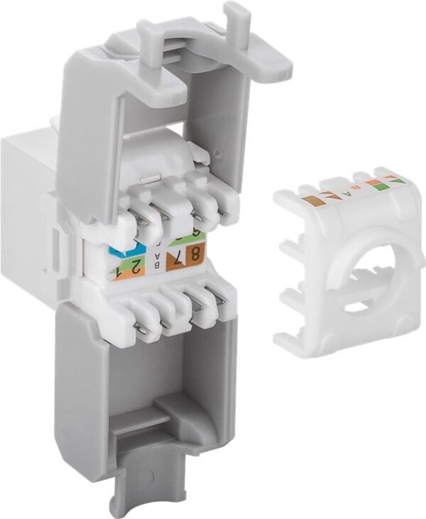 Frutto Keystone RJ45 Cat.6A UTP Tool-Free Bianco Grigio - immagine 3