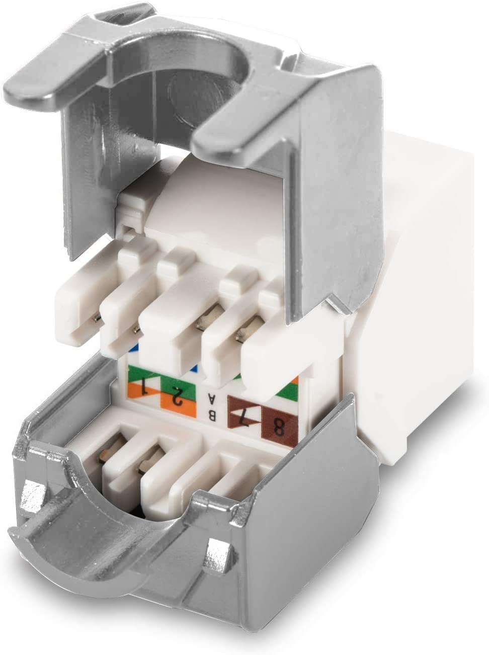 Frutto Keystone RJ45 Cat.6A UTP Tool-Free Bianco Grigio - immagine 6