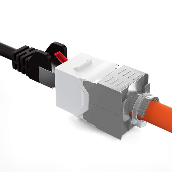 Frutto Keystone RJ45 Cat.6A UTP Tool-Free Bianco Grigio - immagine 7