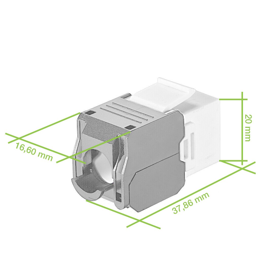 Frutto Keystone RJ45 Cat.6A UTP Tool-Free Bianco Grigio - immagine 2
