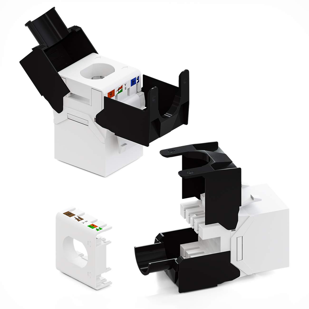 Frutto Keystone RJ45 Cat.6A UTP Tool-Free Bianco Nero - immagine 7