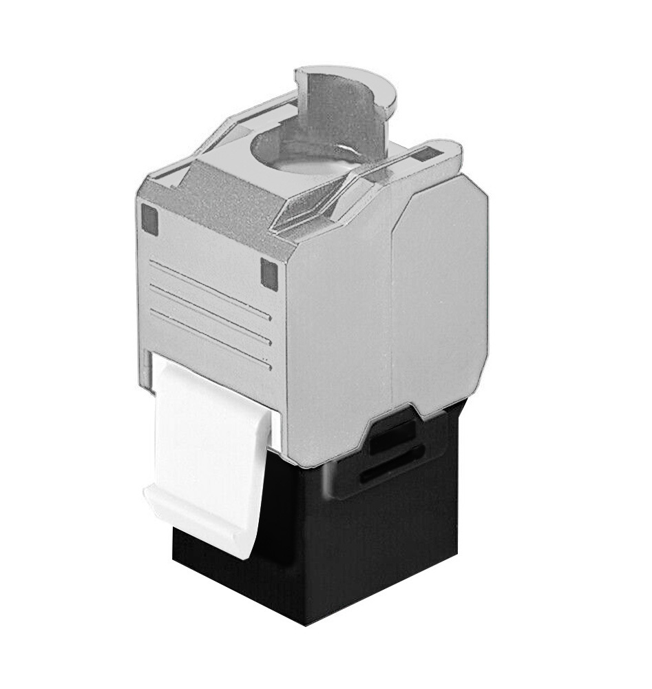 Frutto Keystone RJ45 Cat.6A UTP Tool-Free Nero Grigio - immagine 3