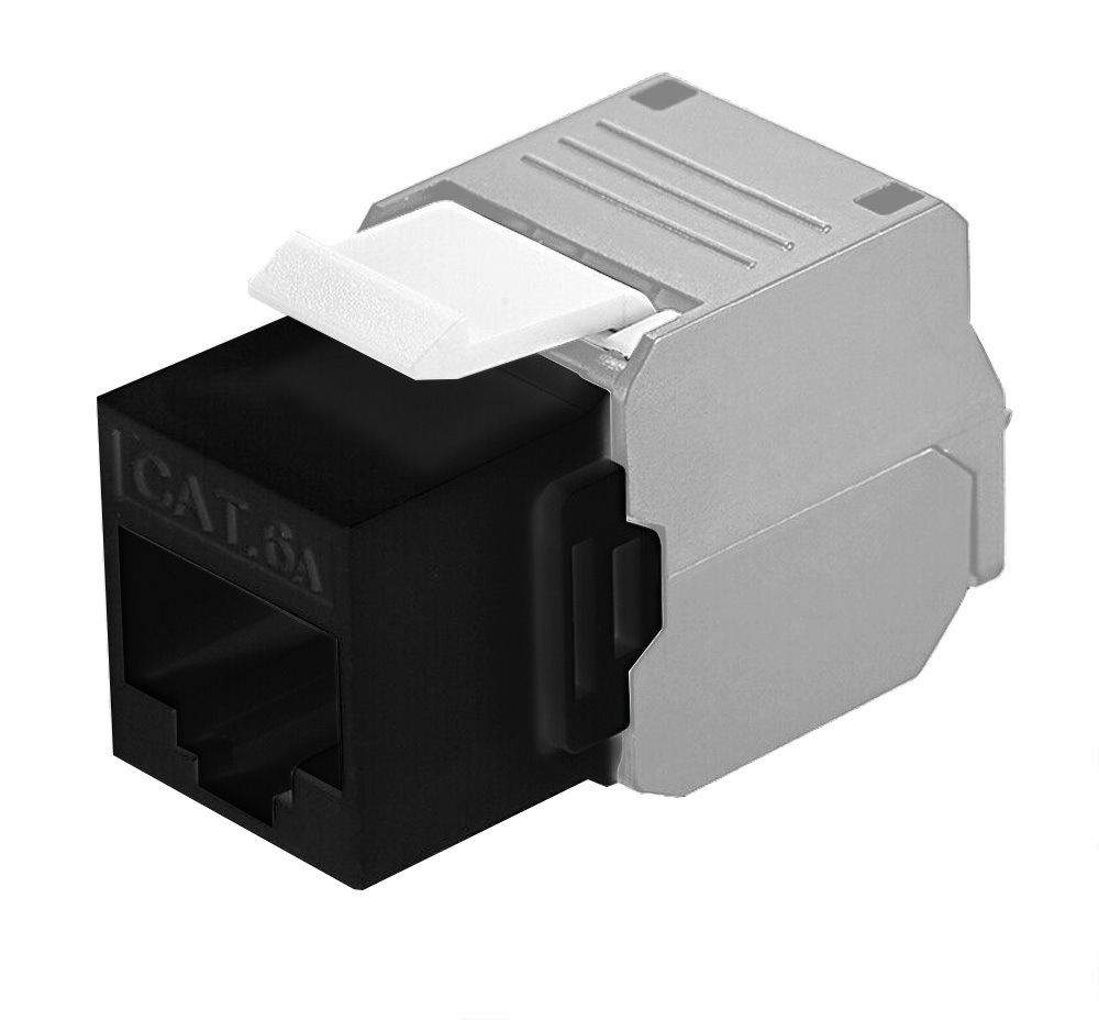 Frutto Keystone RJ45 Cat.6A UTP Tool-Free Nero Grigio