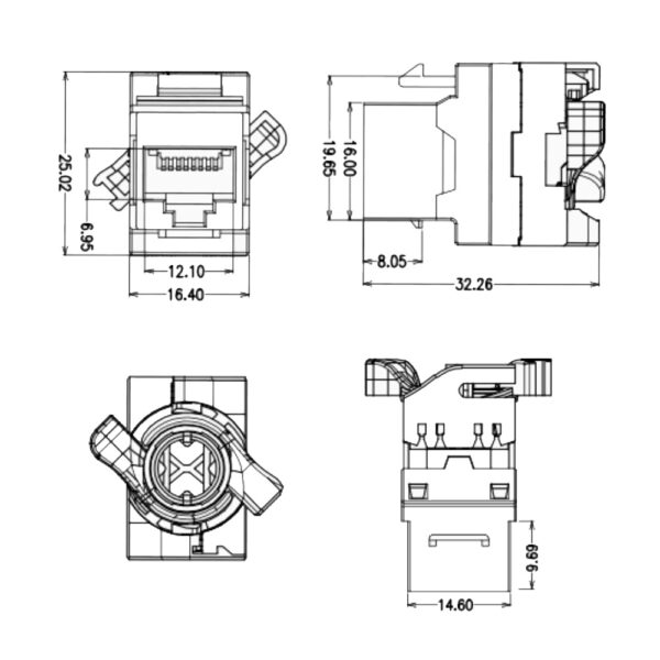 Frutto Keystone RJ45 Cat.6A UTP Tooless - immagine 2