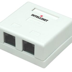 Presa a Muro con 2 Frutti RJ45 Cat. 5E UTP Beige