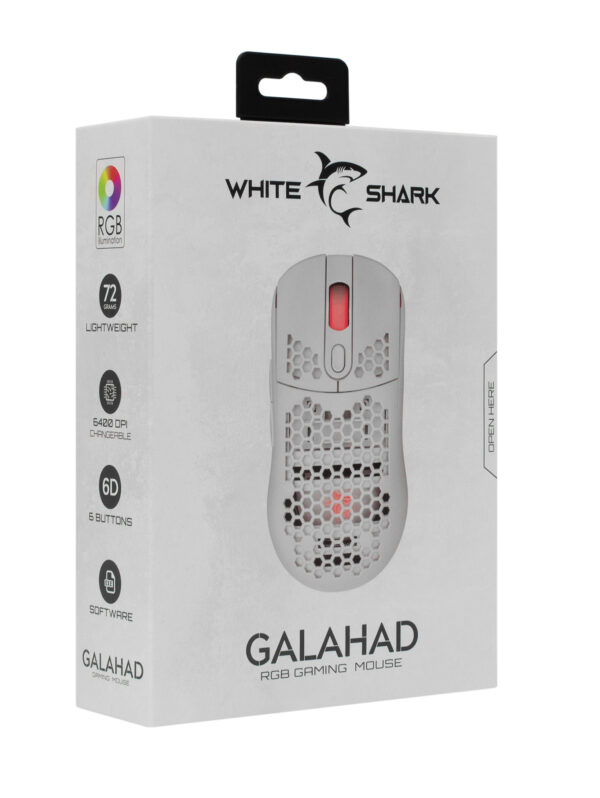 Gaming Mouse Galahad RGB 6400 6D dpi bianco - immagine 2