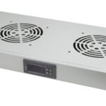 Gruppo 2 Ventole 1U per Rack 19'' con Termostato LED Grigio