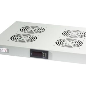 Gruppo 4 Ventole 1U per Rack 19'' con Termostato LED Grigio