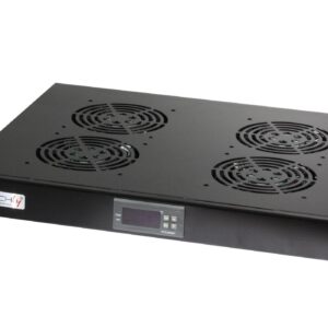 Gruppo 4 Ventole 1U per Rack 19'' con Termostato LED Nero