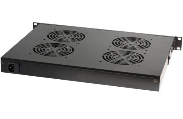 Gruppo 4 Ventole 1U per Rack 19'' con Termostato LED Nero - immagine 2