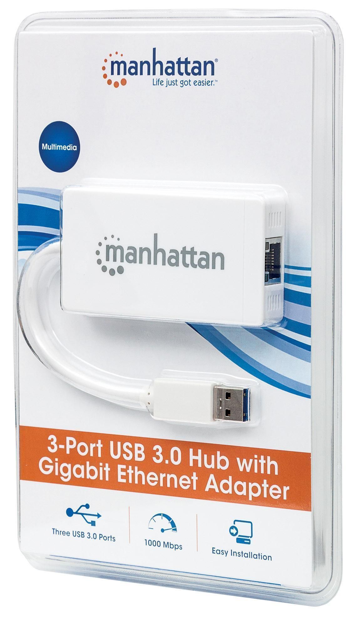Hub 3 porte USB 3.0 con Adattatore Ethernet Gigabit - immagine 2