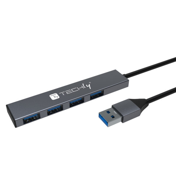 Hub USB-A 3.2 a 4 porte USB-A 5Gbps Slim in Metallo