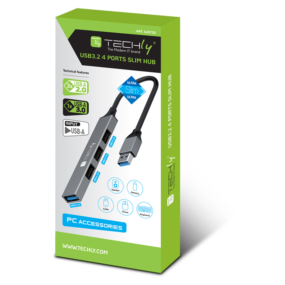 Hub USB-A 3.2 a 4 porte USB-A Slim in Metallo - immagine 2