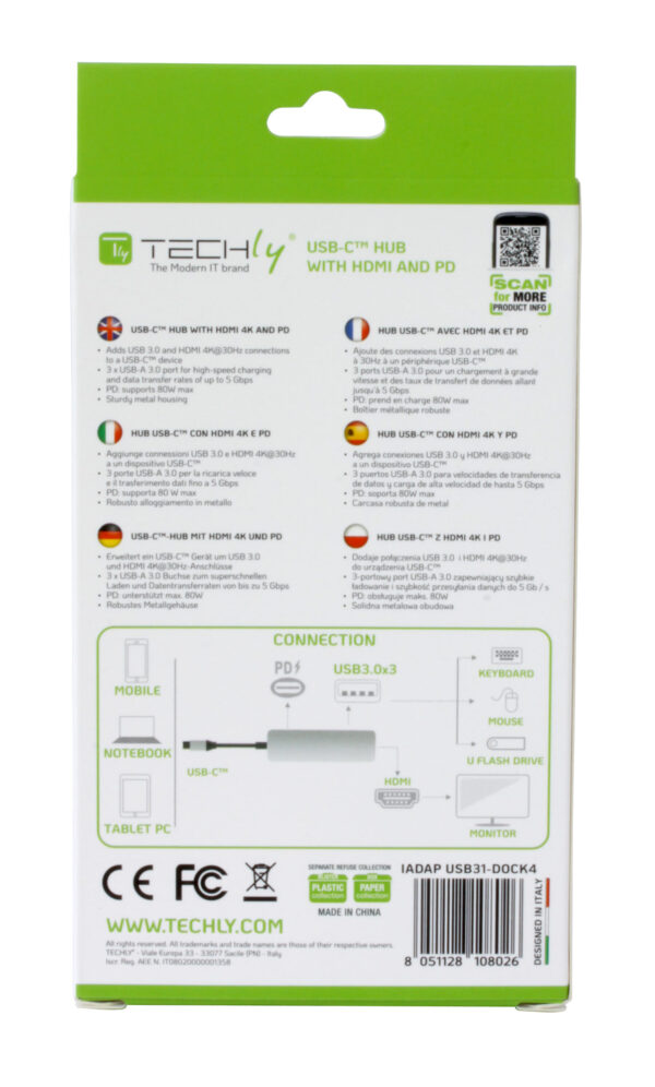 Hub USB-C™ SuperSpeed 3 Porte USB3.0 con HDMI 4K e PD - immagine 9