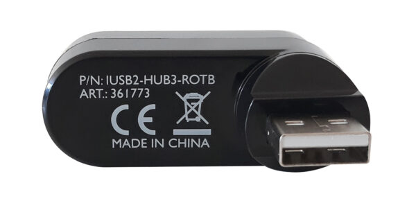 Mini Hub Rotante con 3 Porte USB 2.0 Nero - immagine 4